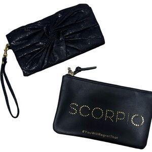 Sephora Black Glitter Wristlet & “Scorpio” Zodiac Pouch Set
